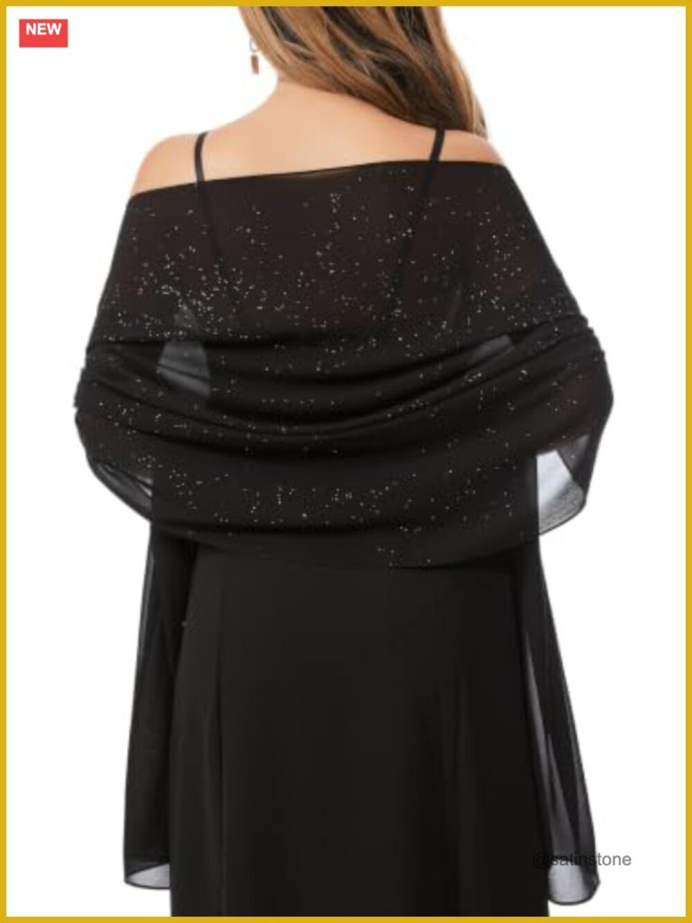 Sheer Chiffon Sparkly Shawl Wrap Evening Dress Scarf Rhinestone Glitter Pashmina